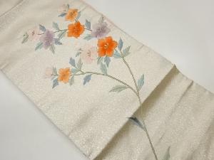 花に枝葉模様刺繍名古屋帯